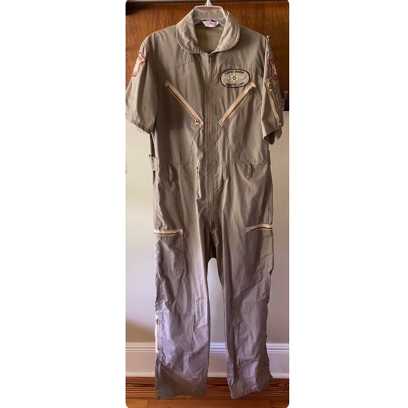 Vintage Deputy Sheriffs Short Sleeved Flight Suit Coveralls in Khaki Brown - L - Picture 4 of 9